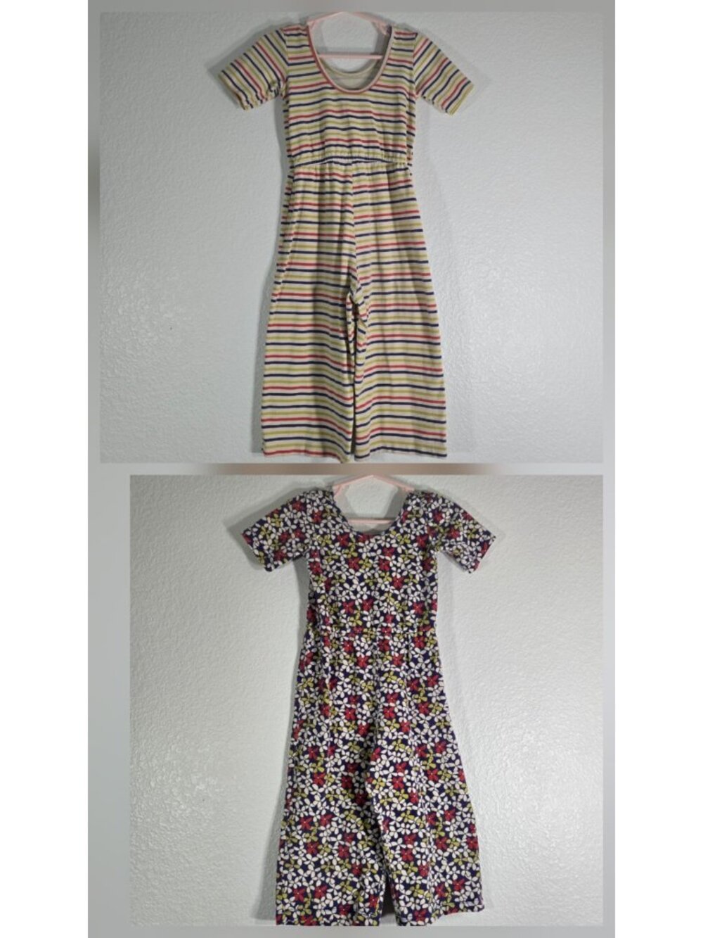 Alice + Ames Set of 2 Jumpsuit Kids 4T Multicolor Floral Stripes Pullover Play